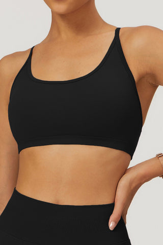 Scoop Neck Strappy Back Sports Bra