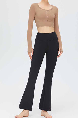 High Rise Pocketed Flare Legging