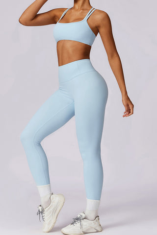 Double-Strap Sports Bra & Legging Two Piece Set