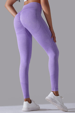 Ribbed Waist Washed Legging