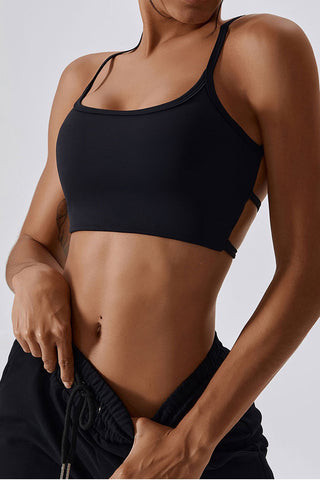 Strappy Open Back Sports Bra Top