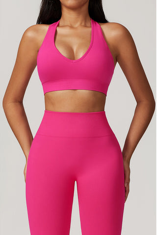 Seamless Deep-V Openback Sports Bra