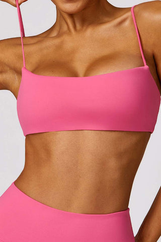 Square Neck Spaghetti Strap Sports Bra