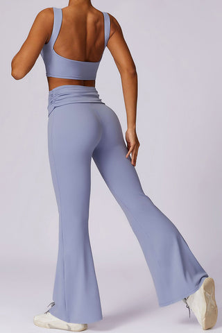 Boatneck Openback Bra & Flared Legging Two Piece Set