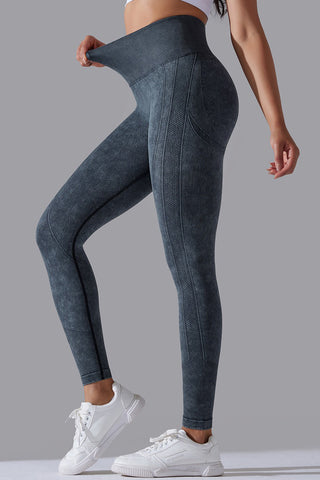 Ribbed Waist Washed Legging