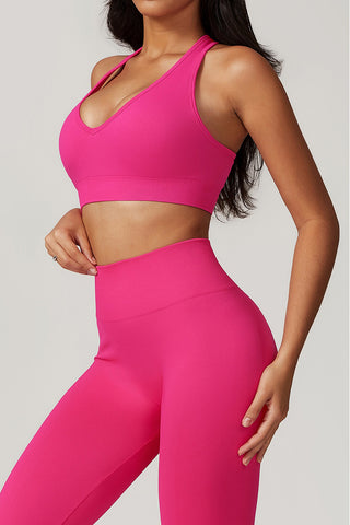 Seamless Deep-V Openback Sports Bra