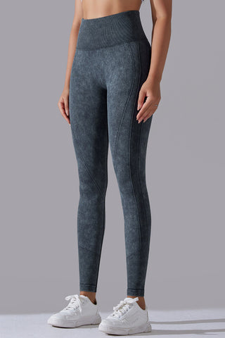 Ribbed Waist Washed Legging