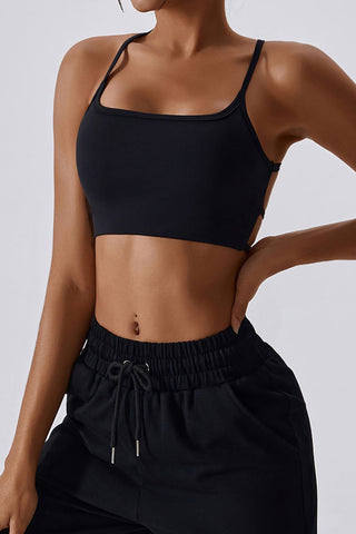 Strappy Open Back Sports Bra Top