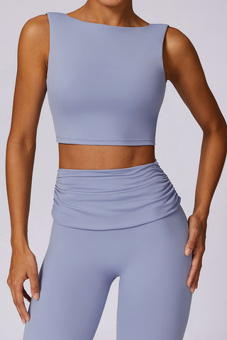 Boatneck Openback Bra & Flared Legging Two Piece Set