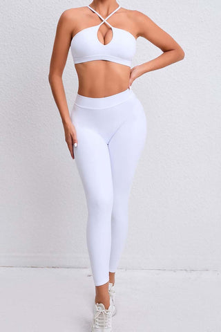 Crisscross Straps Cutout Bra & Legging Two Piece Set