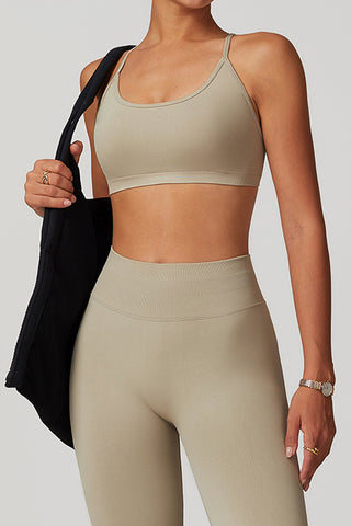 Scoop Neck Strappy Back Sports Bra