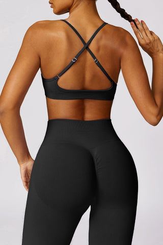 Seamless V-Neck Openback Sports Bra