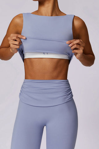 Boatneck Openback Bra & Flared Legging Two Piece Set