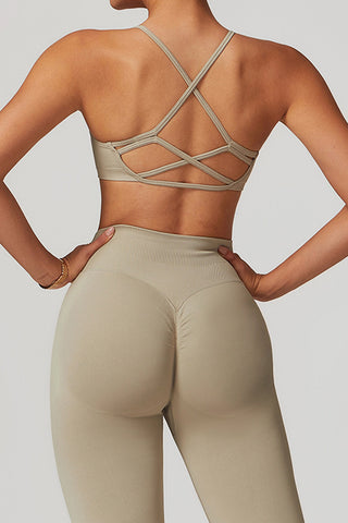 Scoop Neck Strappy Back Sports Bra