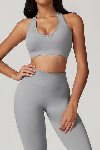 Seamless Deep-V Openback Sports Bra