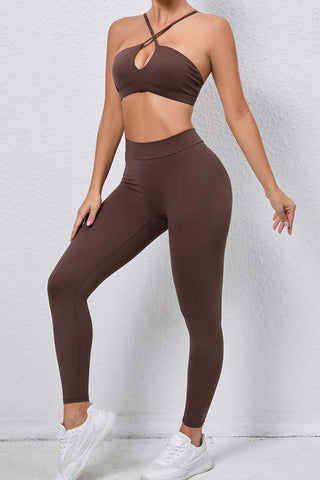 Crisscross Straps Cutout Bra & Legging Two Piece Set