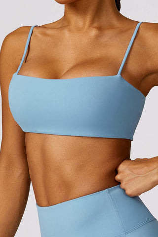 Square Neck Spaghetti Strap Sports Bra