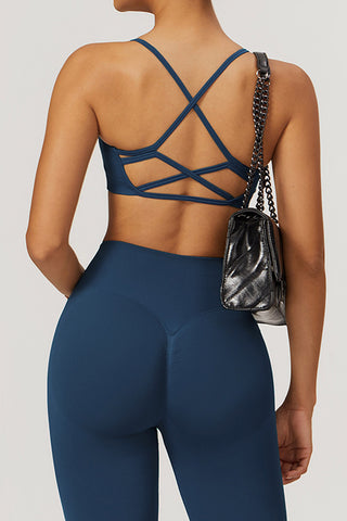 Scoop Neck Strappy Back Sports Bra