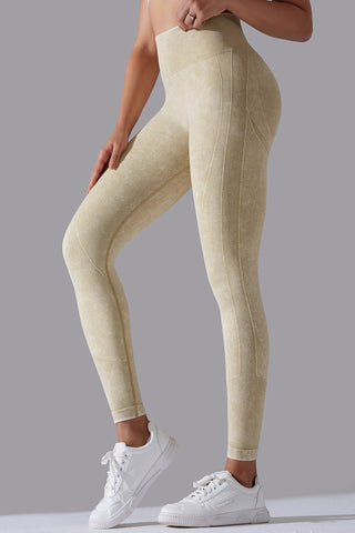 Ribbed Waist Washed Legging