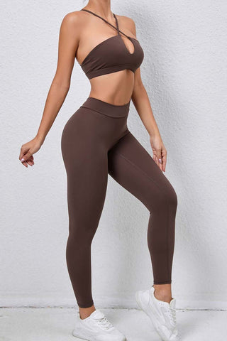 Crisscross Straps Cutout Bra & Legging Two Piece Set