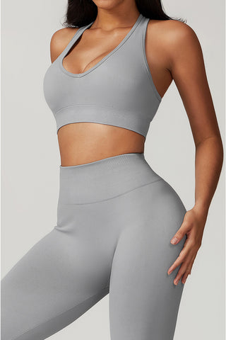 Seamless Deep-V Openback Sports Bra