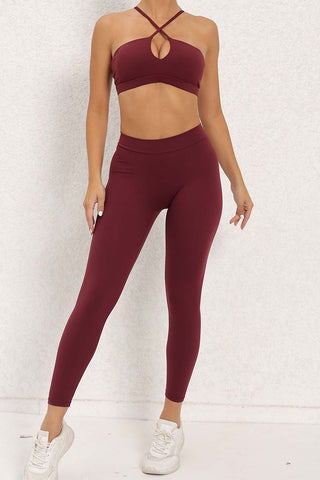 Crisscross Straps Cutout Bra & Legging Two Piece Set