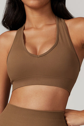 Seamless Deep-V Openback Sports Bra