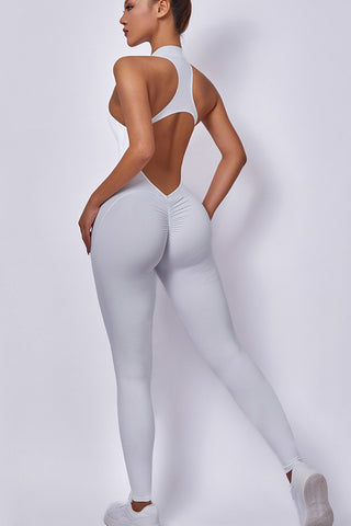 Zip Front Racerback Jumpsuit