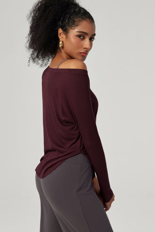 Scoop Neck Curved Hem Top