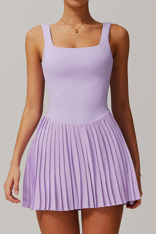 Open Back Pleated Mini Dress