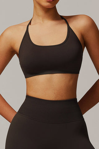 Scoop Neck Strappy Back Sports Bra