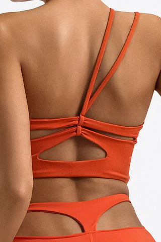 One Shoulder Cutout Back Sports Bra