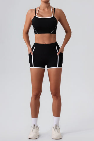 Double Layer Sports Bra & Short Two Piece Set