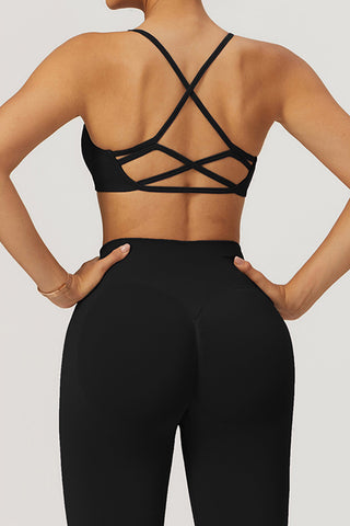 Scoop Neck Strappy Back Sports Bra