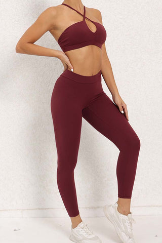 Crisscross Straps Cutout Bra & Legging Two Piece Set