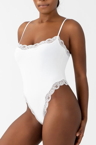 Square Neck Lace Trim Bodysuit