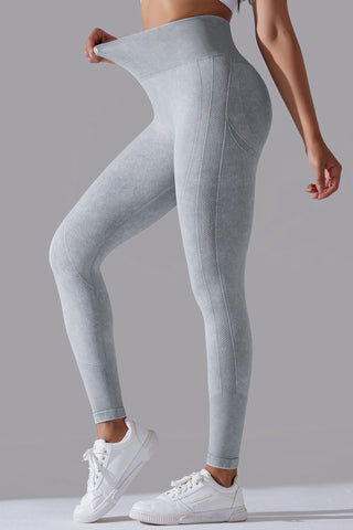 Ribbed Waist Washed Legging