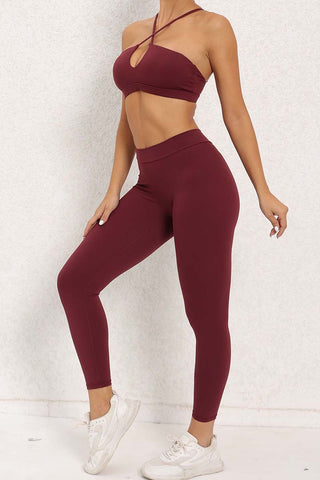 Crisscross Straps Cutout Bra & Legging Two Piece Set