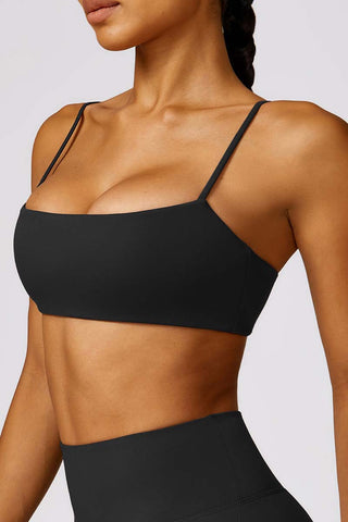 Square Neck Spaghetti Strap Sports Bra