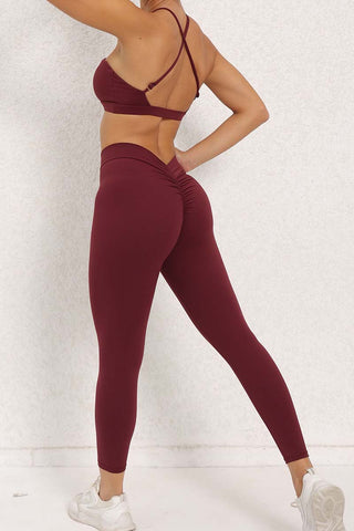 Crisscross Straps Cutout Bra & Legging Two Piece Set