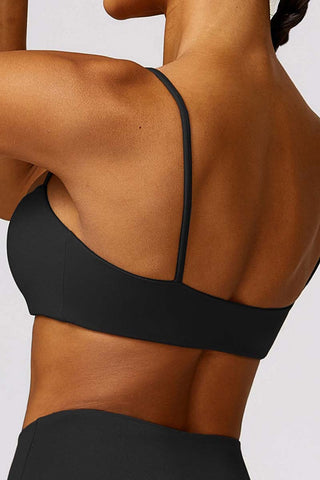 Square Neck Spaghetti Strap Sports Bra