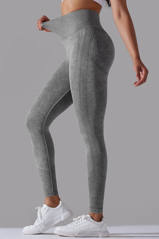 Ribbed Waist Washed Legging