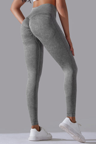 Ribbed Waist Washed Legging