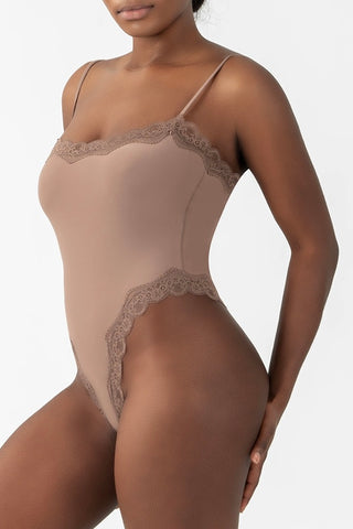 Square Neck Lace Trim Bodysuit