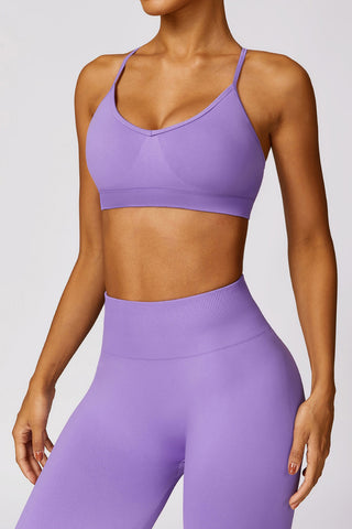 Seamless V-Neck Openback Sports Bra