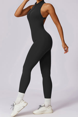 Zip Up Cutout Back Jumpsuit