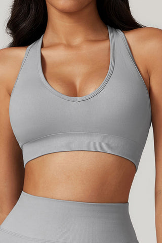 Seamless Deep-V Openback Sports Bra