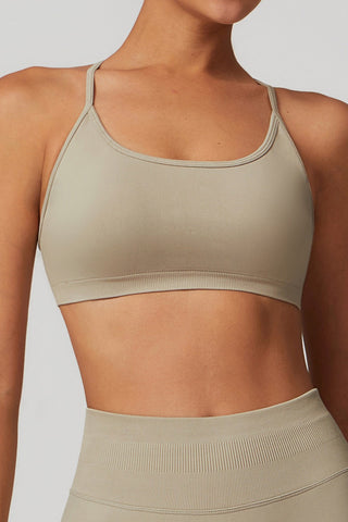 Scoop Neck Strappy Back Sports Bra