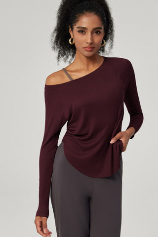 Scoop Neck Curved Hem Top