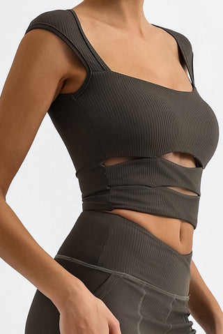 Cutout Front Squared Crop Tank Top